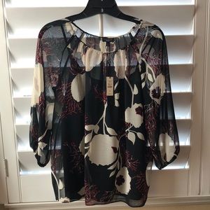 Talbots sheer blouse with attached tank